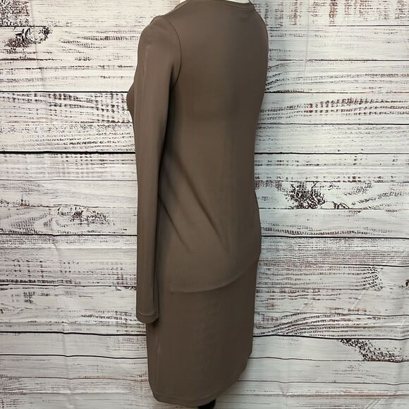 WILFRED METONYMIE SLINKY NEUTRAL CHOCOLATE BROWN DRESS WOMENS XS LONG SLEEVE - Picture 12 of 13